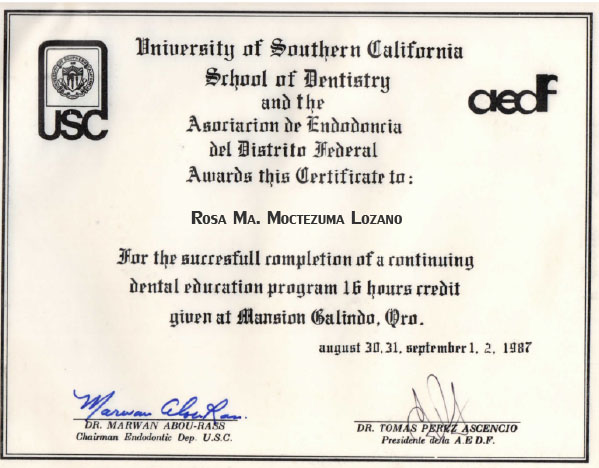 Certificado Dra Rosa Moctezuma