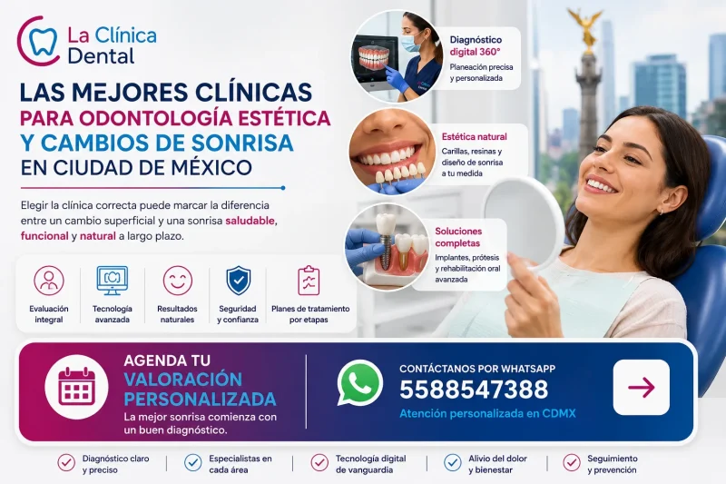 Las mejores cl&iacute;nicas para odontolog&iacute;a est&eacute;tica y cambios de sonrisa en Ciudad de M&eacute;xico.